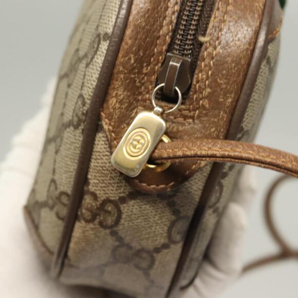 GUCCI GG Supreme Web Sherry Line Bag Pvc Beige Gold 89 02 066 - Picture 15 of 16